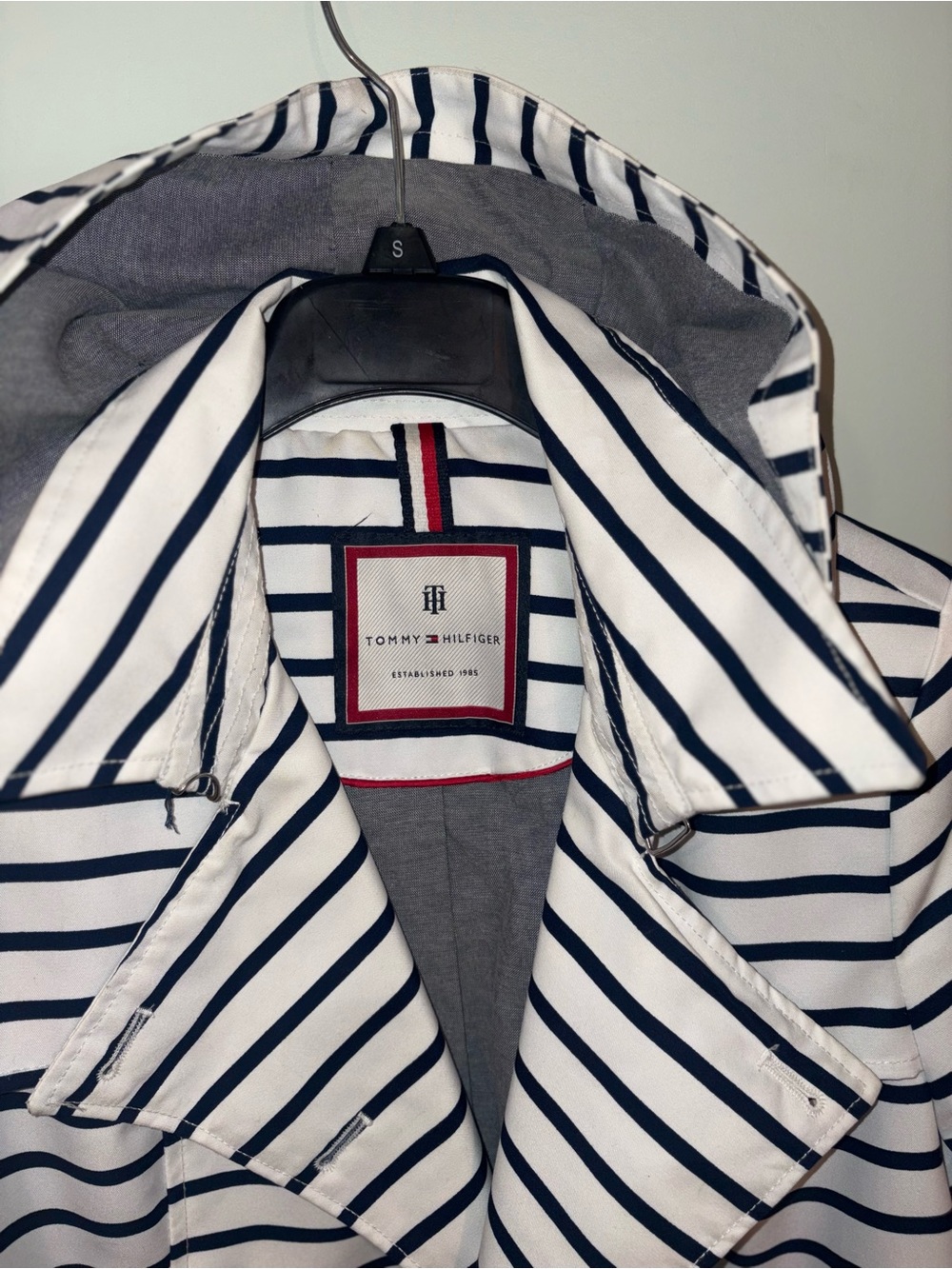 Tommy Hilfiger Striped Hooded Trench Coat - Picture 2 of 12